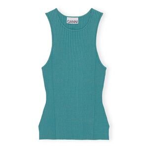 Ganni 'Sleeveless' Blue Sleeveless Melange Top Size M
